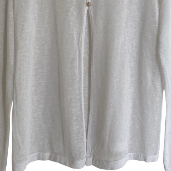 Lightweight Flowy White All Season Knit Sweater Button Split Back Italian Made - Picture 3 of 12